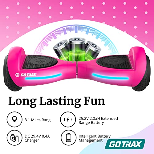 Gotrax Flash Hoverboard For Kids, 6.5" Wheels & Led Light, Max 2.5 Miles And 5Mph Power By Dual 150W Motor, Ul2272 Certified Self Balancing Scooter Gift For 44-88Lbs Kids(Pink) #TOP4