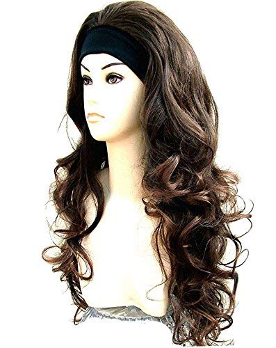 Forever Young UK Ladies Extra Long Auburn Brown Mix Ladies Wavy Style Half Wig