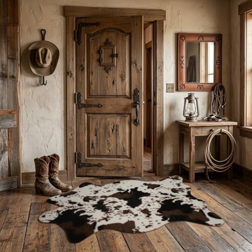 Cow Print Faux Cowhide Rug 2'6"x3'7", Western Small Area Decor | Fits bedroom,Vanity, Entryway,Nook,Dorm,Rustic;Perfect Farmhouse Decor,Cowboy Birthday - Image 6