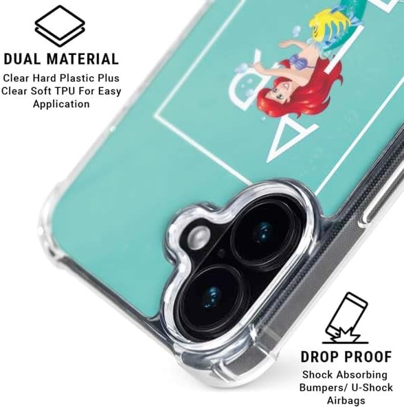 Skinit Clear Phone Case Compatible with iPhone 16 - Officially Licensed Disney Princess The Little Mermaid Design