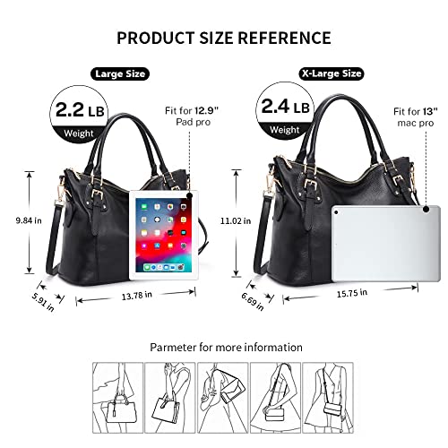 Kattee Genuine Leather Handbags Tote Shoulder Bag for Woman Satchel Designer Purse Top Handles Crossbody Bag Large Capacity - Thumbnail 4