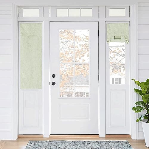 RYB HOME 100% Blackout Curtains for Small Window, Linen Textured Blend Insulating Privacy French Door Curtains Tie Up Shades for Kitchen Storage Cabinet Basement, W 12 x L 40, Sage Green, 1 Panel