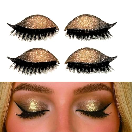 Lazy Eye Shadow Eyelash Patch 2025 New Eyeshadow Eyelash Stickers 3-in-1 Self-Adhesive Reusable Fast Eye Makeup Stickers with False Lashes With False Eyelashes Eyeshadow (brown)