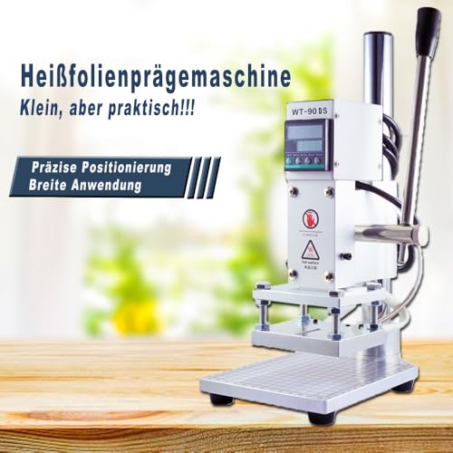 Heißfolienprägemaschine 10 x 13 cm Heißfolienprägung Maschine, 300 W Hot Foil Stamping Machine mit Skala, Positionierungsschieber, LCD-Bildschirm, Leather Bronzing Printing, Bronzing Machine