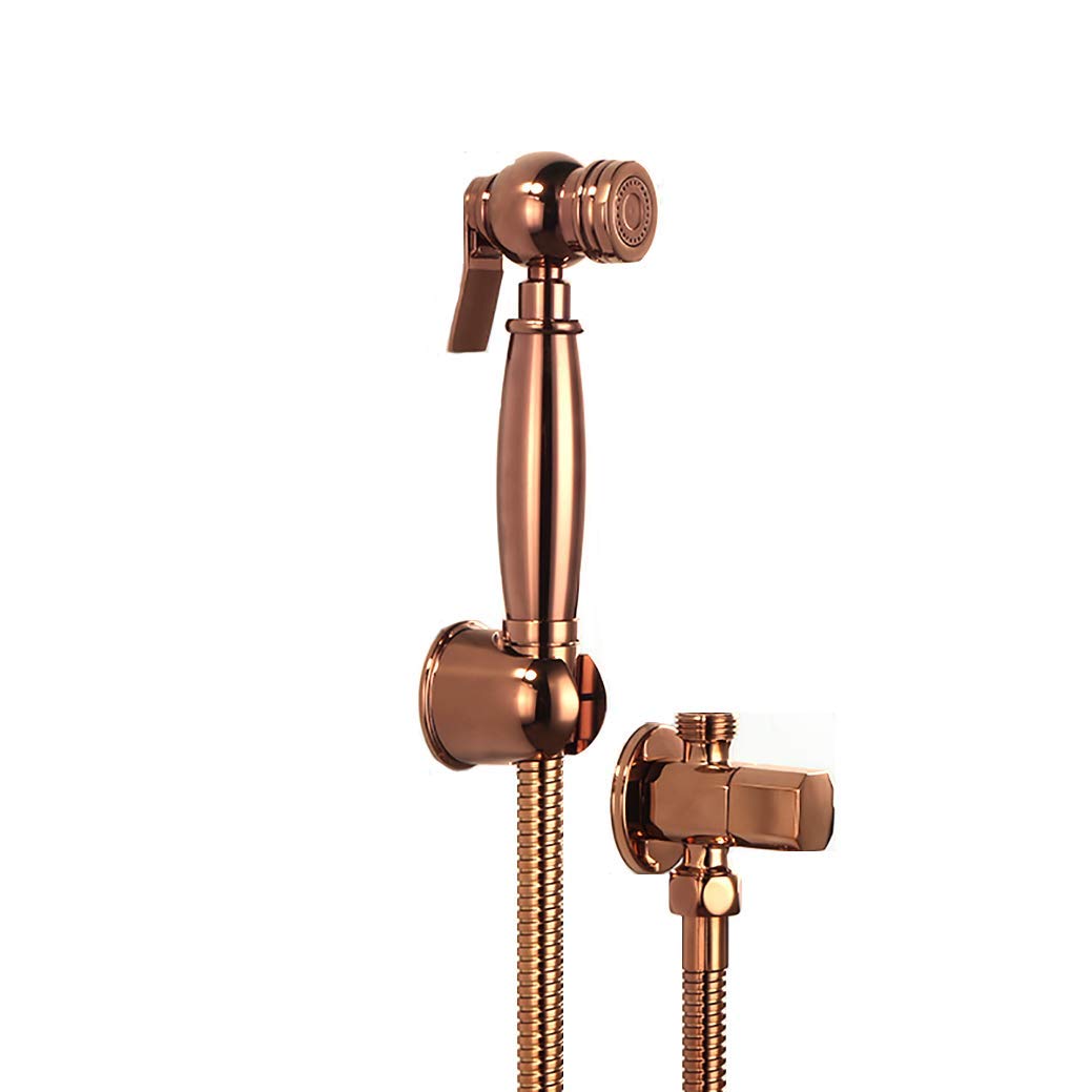 Bidet Quadrato in Ottone Color Oro Rosa, doccetta per Bidet, spruzzatore per WC, Rubinetto per Bidet Doccia igienico, Set di rubinetti per Bidet a Parete, B (F)