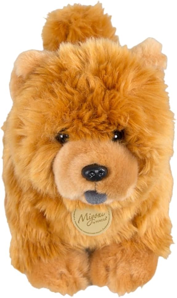 Realistic Chow Chow Plush, Cute Brown Chow Chow Stuffed Animal Plush, Soft Dog Puppy Pillow Home Decor 9.8''