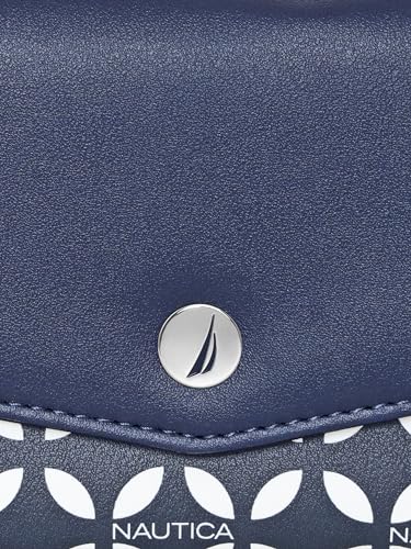Image of Nautica Money Manager RFID Women's Wallet Clutch Organizer, Navy & White
