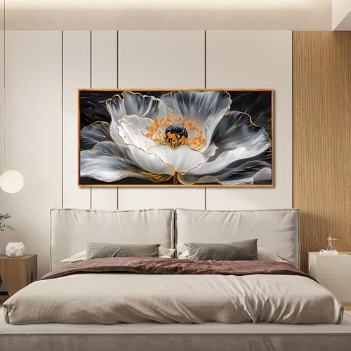 Image of AOZEMI Gold Wall Art Beautiful Flower Wall Decorations for Living Room