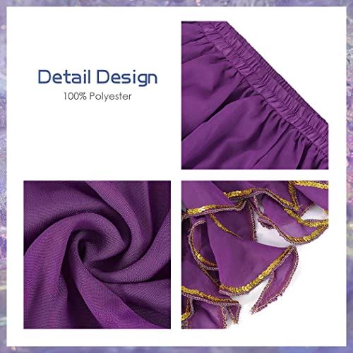 Victray Belly Dance Skirt Long Dancing Skirts Layered Performance Skirt Party Festival Costume For Women And Girls (Purple) #TOP3