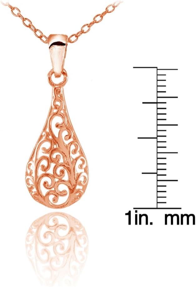 Hoops & Loops Sterling Silver Teardrop Filigree Drop Necklace