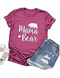 Vaise Womens Mama Bear Shirt Summer Short Sleeve Shirt Casual Summer Tops Tshirts (Medium,...