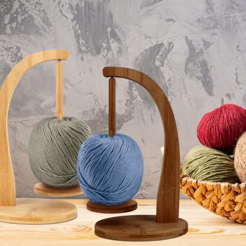 DASIAUTOEM Wollabwickler Holz, Drehbarer Wollknäuelhalter, Garnhalter für knotenfreies Kugellager Rotation Garnhalter Wolle Wollwickler Garnhalter Garn Spender für Häkel- und Strickzubehör-Geschenke