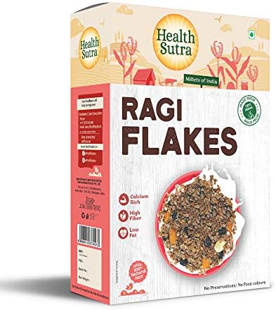 Health Sutra Ragi Flakes, 500 gm - Gluten Free, Calcium & Dietary Fibre Rich Breakfast - Unflavored & Toasted Alternative to Oats