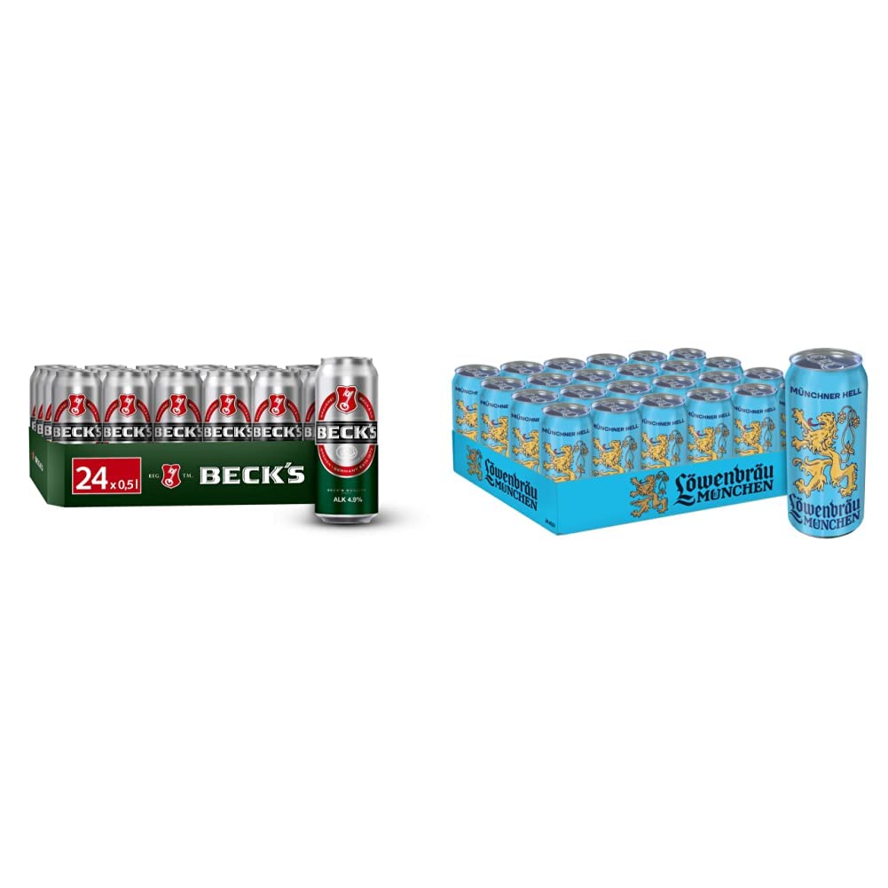BECK'S Pils Dosenbier, EINWEG (24 x 0.5 l Dose), Pils Bier, Standard Edition & Löwenbräu Original Helles Dose (24 x 0.5 l)