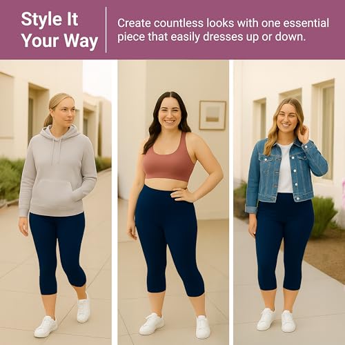 image for SATINA High Waisted Capri Leggings for Women - Leggings for Women Plus