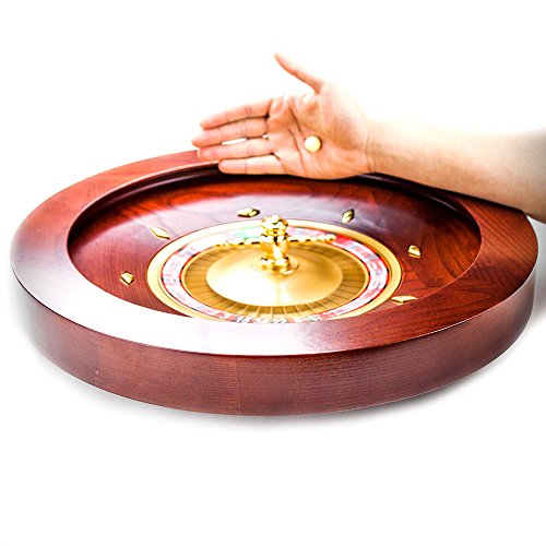 Brybelly Deluxe Wooden Roulette Wheel Set,19.5"- Red/Brown Mahogany With Double-Zero Layout, Casino Grade Precision Bearings, Aircraft Aluminum Dish,Chrome-Plated Brass Turret, Game Night Essential, Model:grou-003 #TOP2