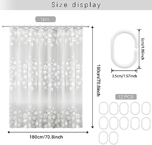 WOODFIB Shower Curtain, 100% PEVA Waterproof Anti-Mould Proof Resistant, Quick-Drying, Washable Bathroom Curtain - Image 2