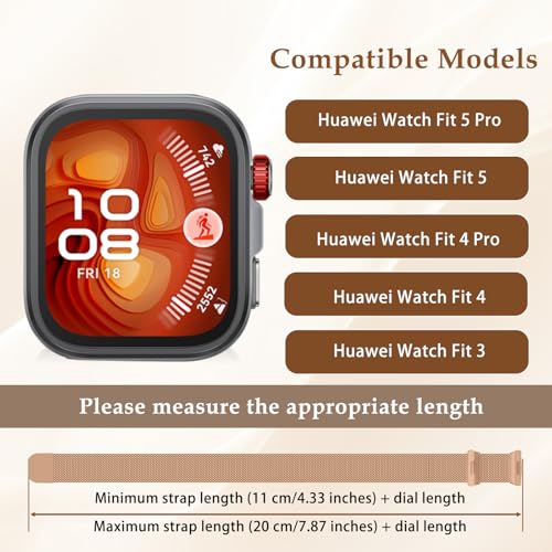 YealRed Metalowy pasek do Huawei Watch Fit 5 Pro / 4 Pro / 5/4/3, oddychający pasek z siatki z klamrą magnetyczną, dla mężczyzn i kobiet, pasek do zegarka, kompatybilny z Huawei Watch Fit 5 Pro / 4