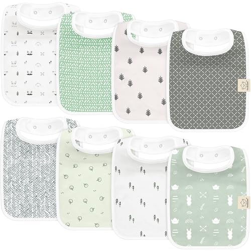 Image of KeaBabies 8-Pack Organic Baby Bibs for Boys, Girls - Super Absorbent Cotton Drool Bibs for Baby Girl & Boy, Teething Toddler, Drooling Newborn, Ultra Soft & Machine Washable (Nordic)