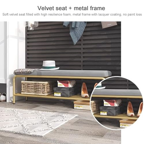 Banc d'entrée en velours ottoman de style moderne et élégant - 6