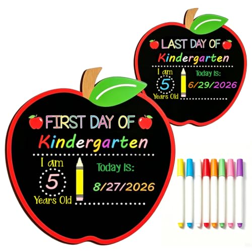 Double-Sided Chalkboard First Day of School Sign with Markers by Boqon - Used condition - US$10.96