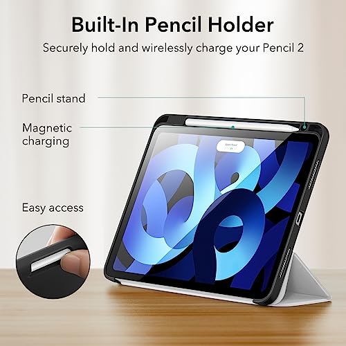 Image of ESR for iPad Air 5th Generation Cover (2022), iPad Air 4th Generation Cover (2020), with Pencil Holder, Soft Flexible Case, Rebound Series Case, Grey