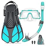 snorkel montero aletas anchas RESPIRE FÁCILMENTE SECO SNORKEL SUPERIOR: Un snorkel de alta calidad con una válvula de parte superior seca que deja entrar aire cuando sale a la superficie y se bloqueará automáticamente para evitar que el agua entre en el snorkel cuando se encuentre por debajo de la línea de flotación, y la válvula de purga permite una fácil limpieza y drenar el agua del tubo. La boquilla ergonómica de silicona de grado alimenticio es cómoda y duradera, lo que permite un uso prolongado sin ninguna molestia!