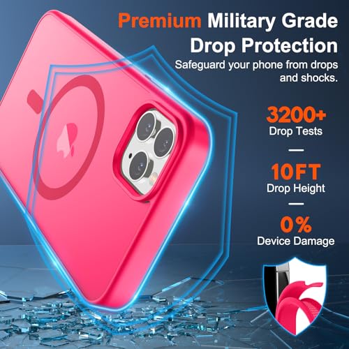 Image of SUPFINE Magnetic for iPhone 11 Pro Max Case Hot Pink | (Compatible with MagSafe)(Military Grade Drop Protection)Shockproof Translucent Matte Phone Cover