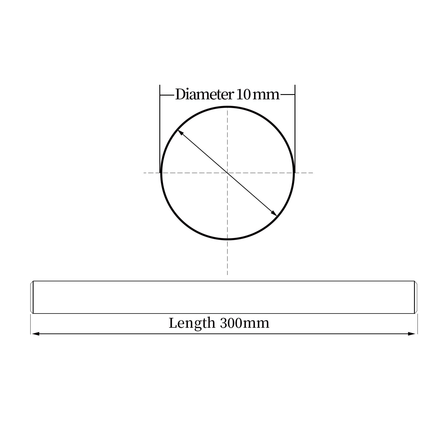 2Pcs 10mm x 300mm (0.394 x 11.81 inches) Vigorous Linear Motion Rods, Case Hardened Chrome Shaft Linear Rail Guide Shaft for 3D Printer, DIY, CNC - Metric h8 Tolerance