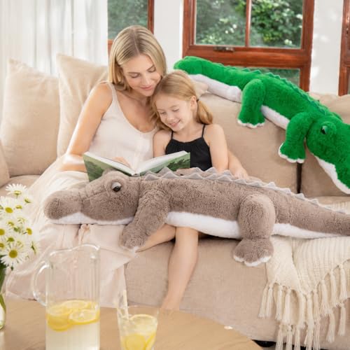 Image of MorisMos 59inch Giant Alligator Stuffed Animal, Large Alligator Plush Toy, Big Stuffed Crocodile Gifts Kids Boys Girls