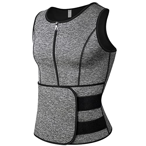 Vest para hombres con sauna de sudor y funda de calentamiento con cremallera zip