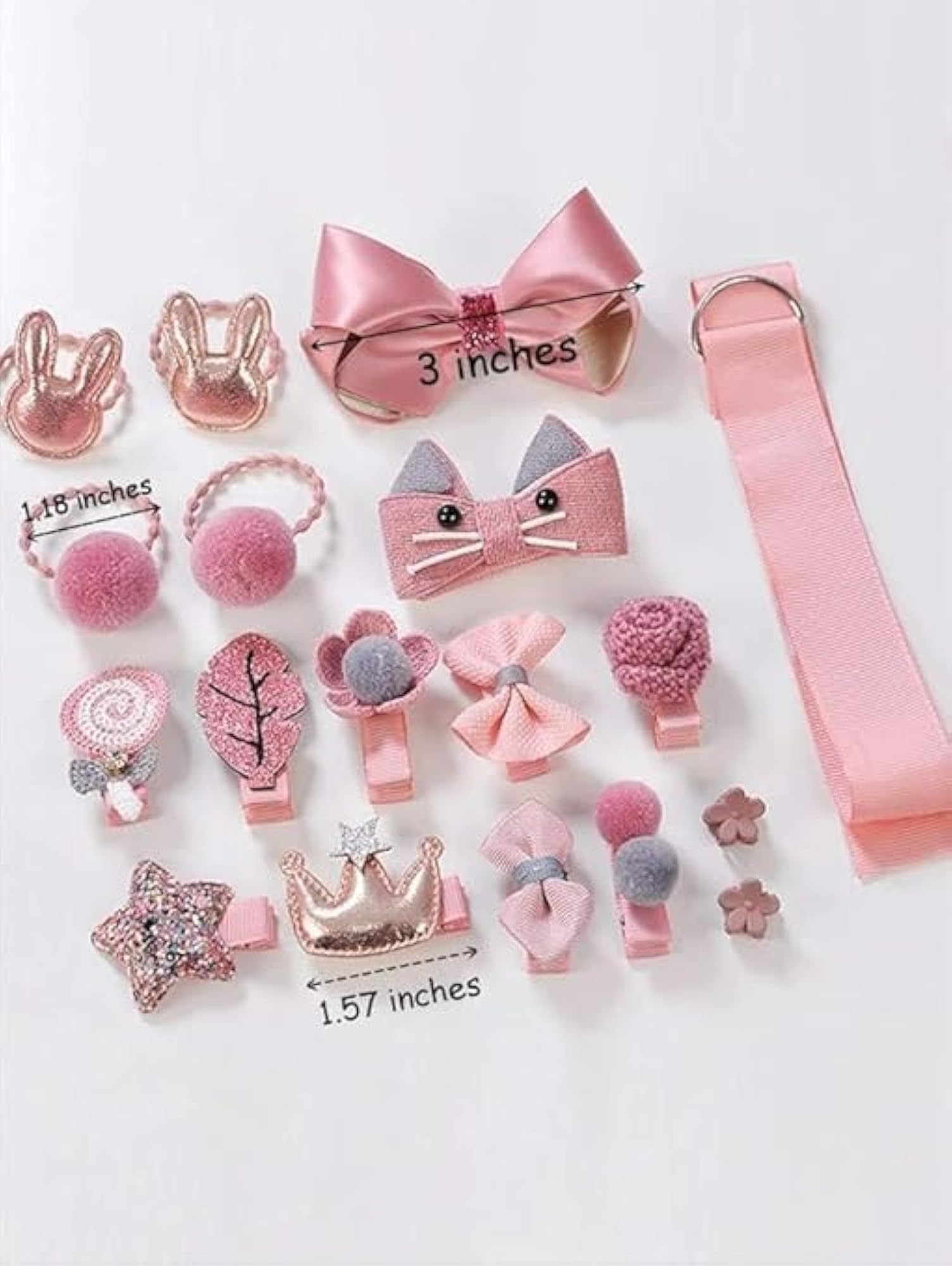 18Pcs Little Girl Hair Clips Set, Elastic Hair Ties