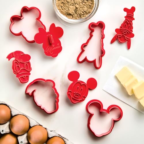 Disney Home Bake with Mickey Mouse Cookie Cutter and Stamp Set, 8 Piece Decorating Tools, Red by Disney - Image 2
