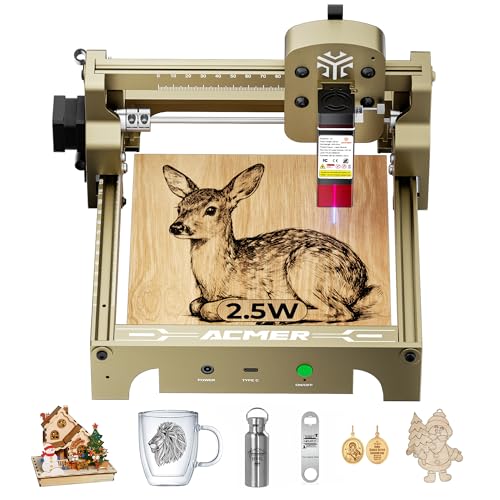 Image of ACMER S1 2500mW Laser Engraver Machine, Higher Accuracy Lazer Cutter and Engraving Machine with Working Area 130x130mm,0.04mm Laser Spot Engraving Machines & Tools For Wood Metal,Leather