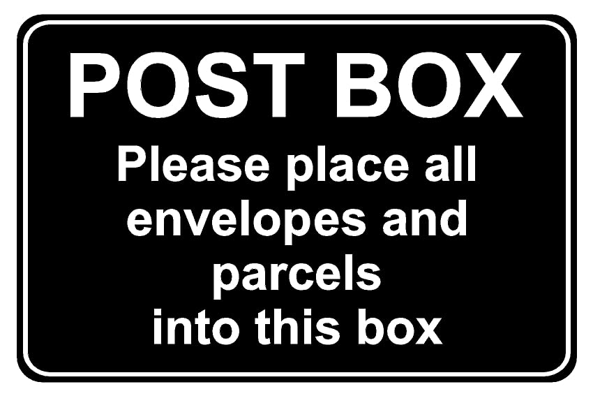 Post Box Please Place All envelopes and parcels in Box Safety Sign - Self Adhesive Sticker (100mm x 150mm)