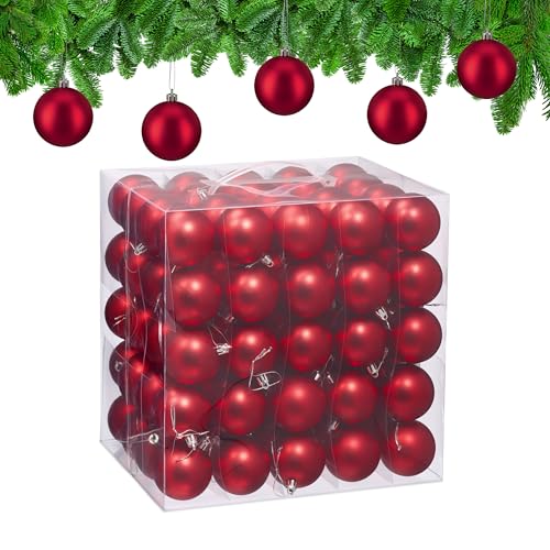 Relaxdays Weihnachtskugeln 100er Set, Weihnachtsdeko, Mattes Design,...