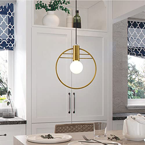 Lámpara Colgante E27 de Hierro Oro Nórdico Iluminación Interior Lámpara Colgante Techo de Un Cabezal 4