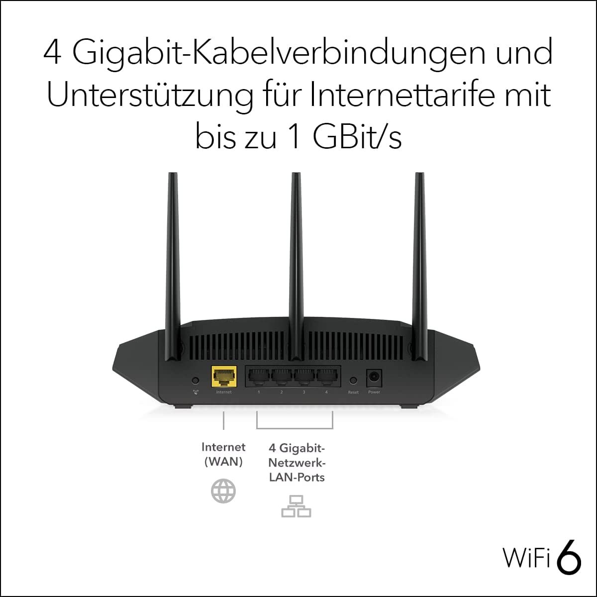 NETGEAR RAX10 WiFi 6 Router AX1800 (4 Streams mit bis zu 1,8 GBit/s, Nighthawk WLAN Router Abdeckung bis zu 100 m², kompatibel mit iPhone 12/13 oder Samsung S20/S21)