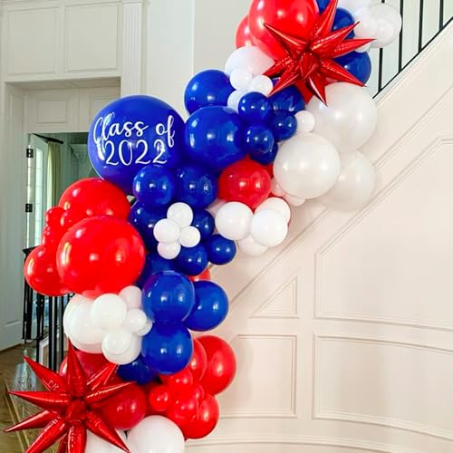 Image of PartyWoo Red White and Blue Balloons, 140 pcs Red White and Royal Blue Balloons Different Sizes Pack of 18 Inch 12 Inch 10 Inch 5 Inch for Balloon Garland as 4th of July Decorations, Party Decorations
