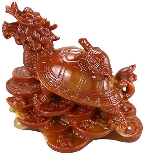 YHOGUI Escritorio Chino, Estatua de Tortuga dragón de decoración Feng Shui for el hogar y la Oficina Escultura China Shoushan Jade Piedra decoración 0912