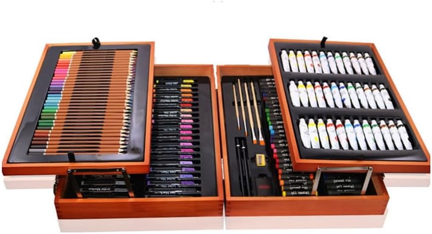 174 Pieces Painting Set Wooden Box Watercolour Pencils Art Supplies Doodle Set