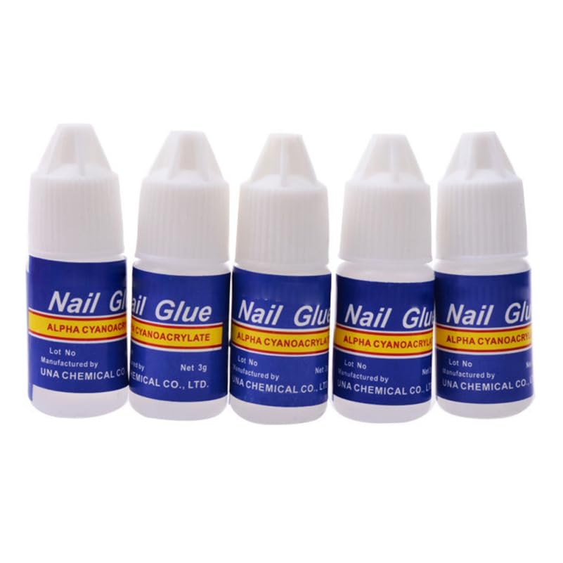 Healifty 5 Pcs Nail Glue for Rhinestones and Acrylic Nails Acid Professional Adhesive with Super Viscosity and Odorless Suitable for Portable Manicure Tool