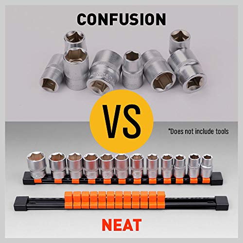 image for HORUSDY 6-Piece Socket Organizer Set, Sockets Holder Rack Rail Mountab