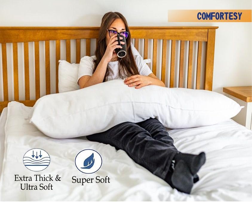 Comfortesy Orthopaedic Bolster Pillow Hollowfibre Filling Anti Allergy