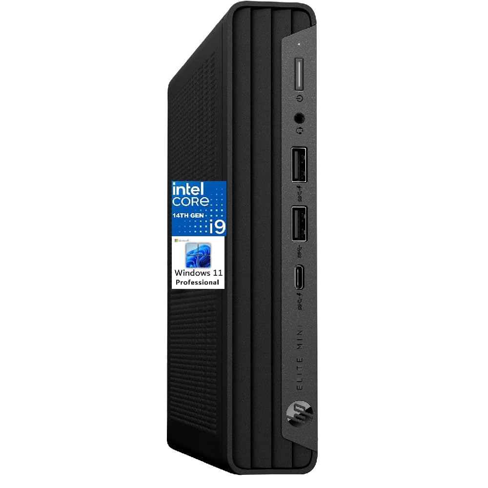 Elite Mini 800 G9 Elite Desk Business Desktop Computer, 14th Gen Intel 24-Core i9-14900T up to 5.5GHz, 32GB DDR5 RAM, 1TB SSD, WiFi 6, Bluetooth, Keyboard Included, no Mouse, Windows 11 Pro