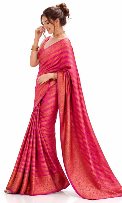 Sari en soie Banarasi tissé pour femme avec son tissu de blouse assorti