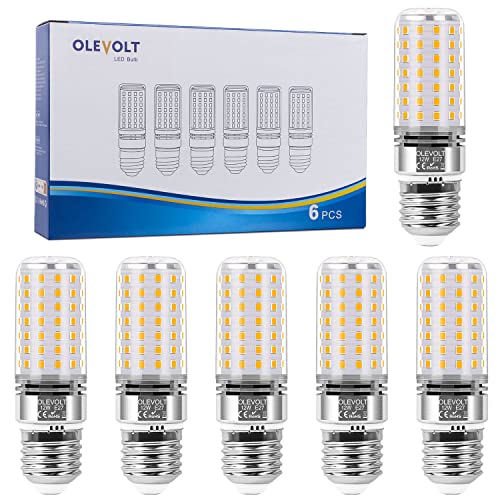 OLEVOLT E27 LED Glühbirne Warmweiß 12W 2700K E27 LED Lampe 1400LM Ersatz für 100W Glühlampe LED Mais Birne Nicht Dimmbar Maiskolben Birnen E27 Edison-Schraube Kerze Leuchtmittel 6er-Pack Cover
