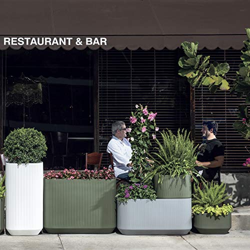 Crescent Garden Modular Trough Planter Box, Self-Watering Pot For Indoor And Outdoor Plants, Modern Planter 20"X14"X12" (Slate) #TOP7