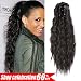 AMELI Long Thick Yaki Curly Synthetic Ponytail Clip in Hair Extensions with Jaw Clip One Piece Soft Silky for Women Fashion and Beauty 20”145g(#1B)