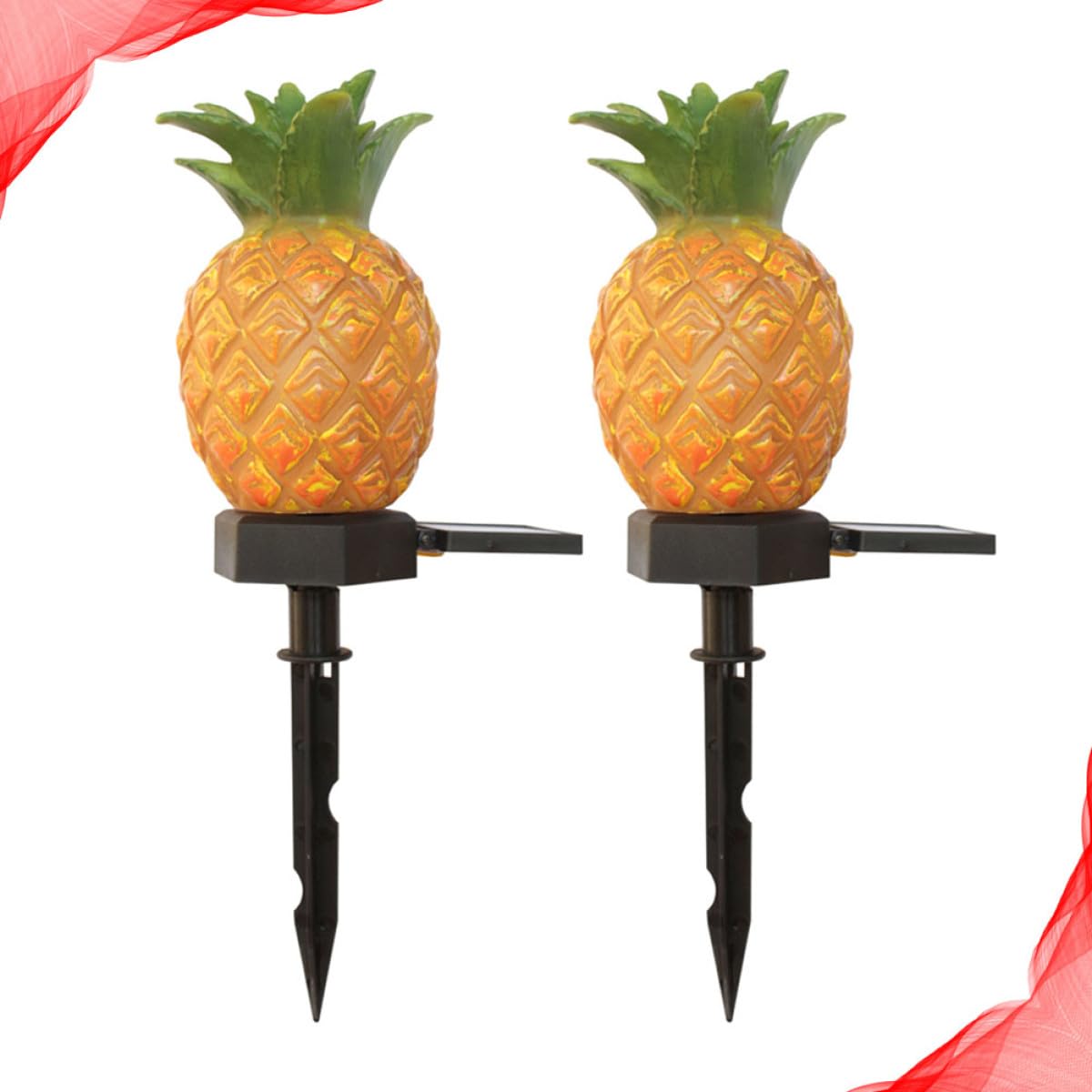 Solarbetriebene Ananas Landschaftslampe 2 Stück aus Silikon Gelb